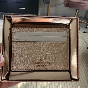 Kate Spade Rose Gold Glitter Card Holder New with Box Giftable